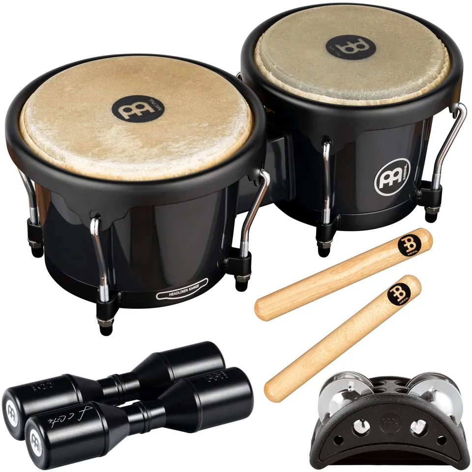 Meinl Bongos BPP-1 Percussion-Set schwarz-natur mit Shaker