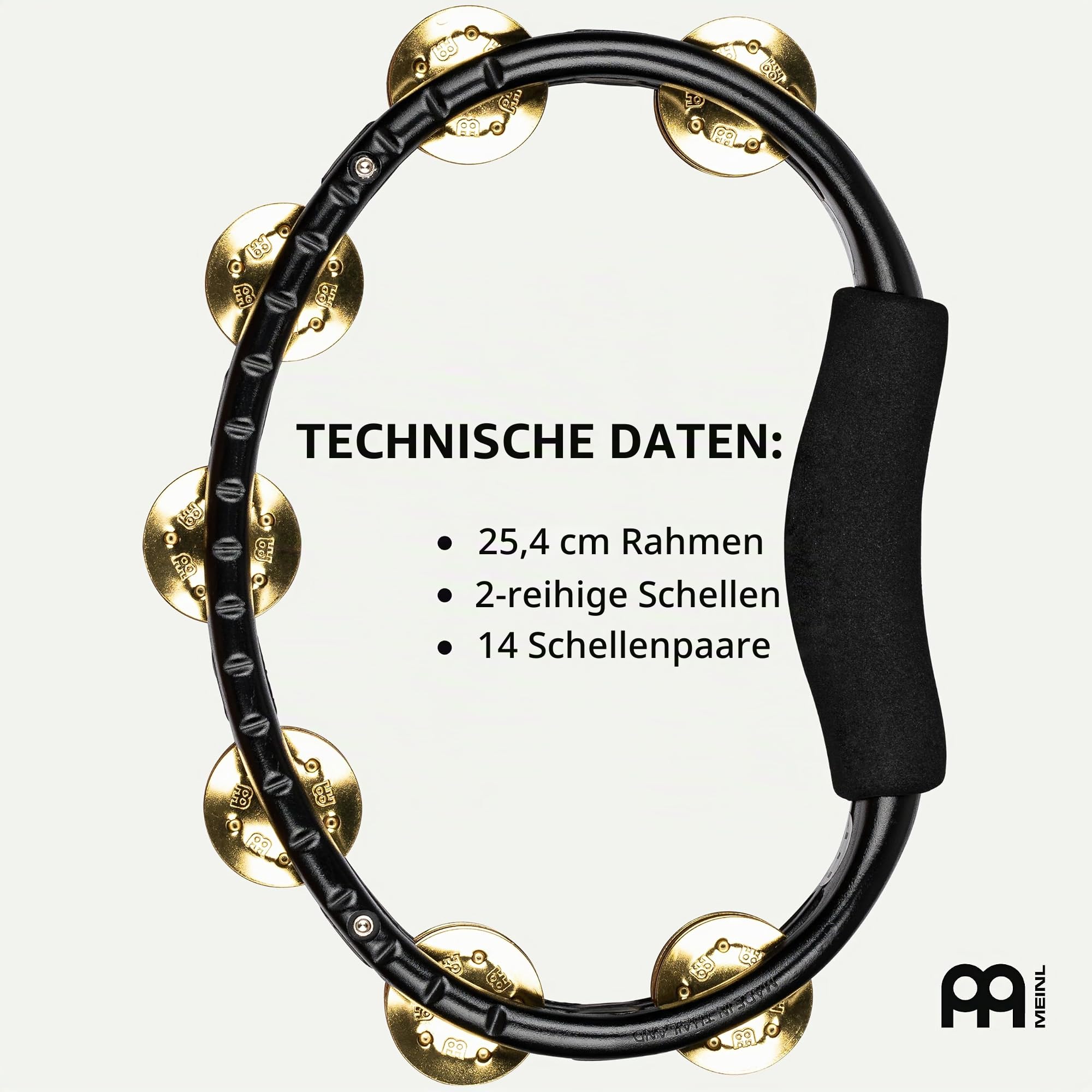 MEINL Tambourines TMT1B-BK Schellenring Schwarz Messing