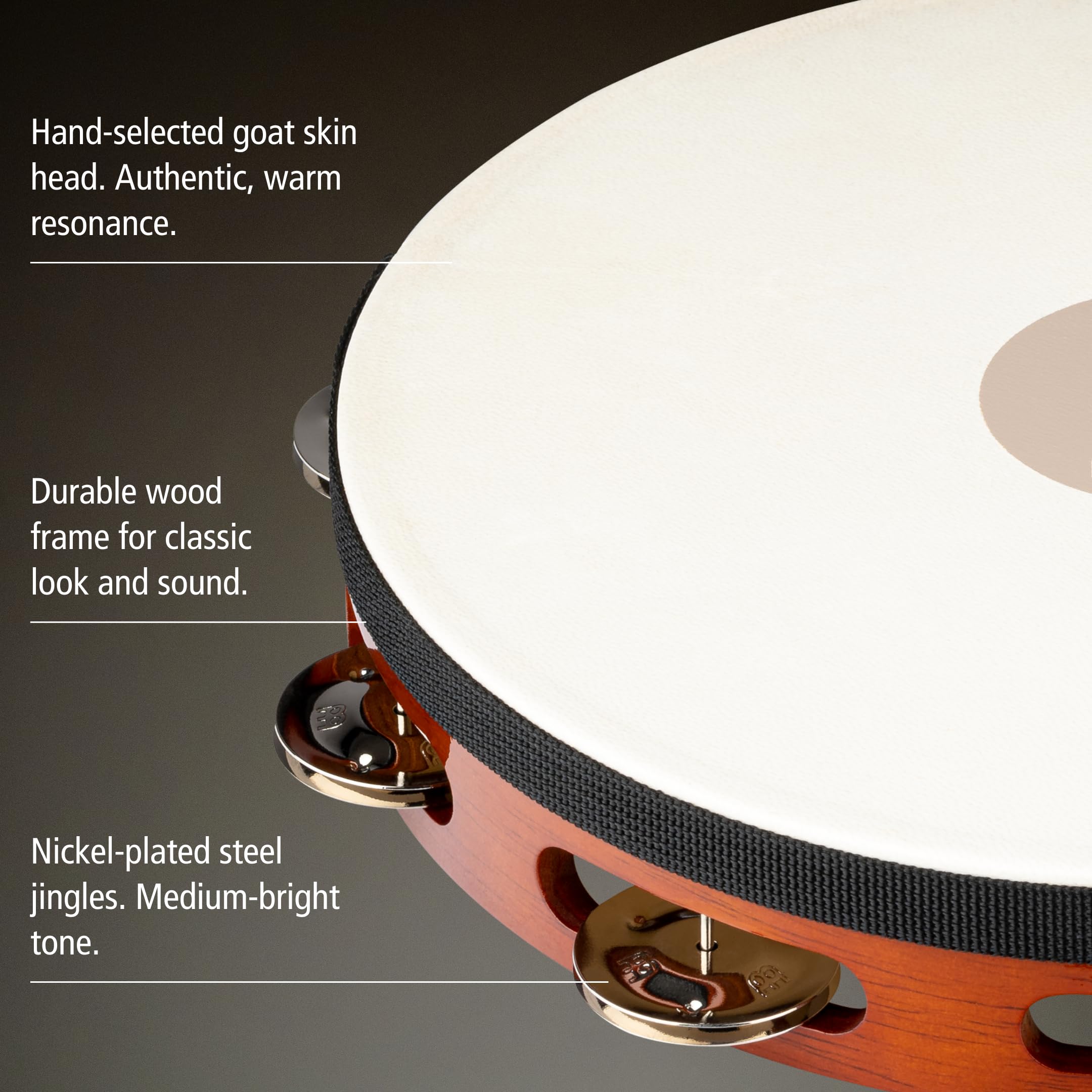 MEINL TAH1AB Felltamburin Stahl-Schellen 25 cm