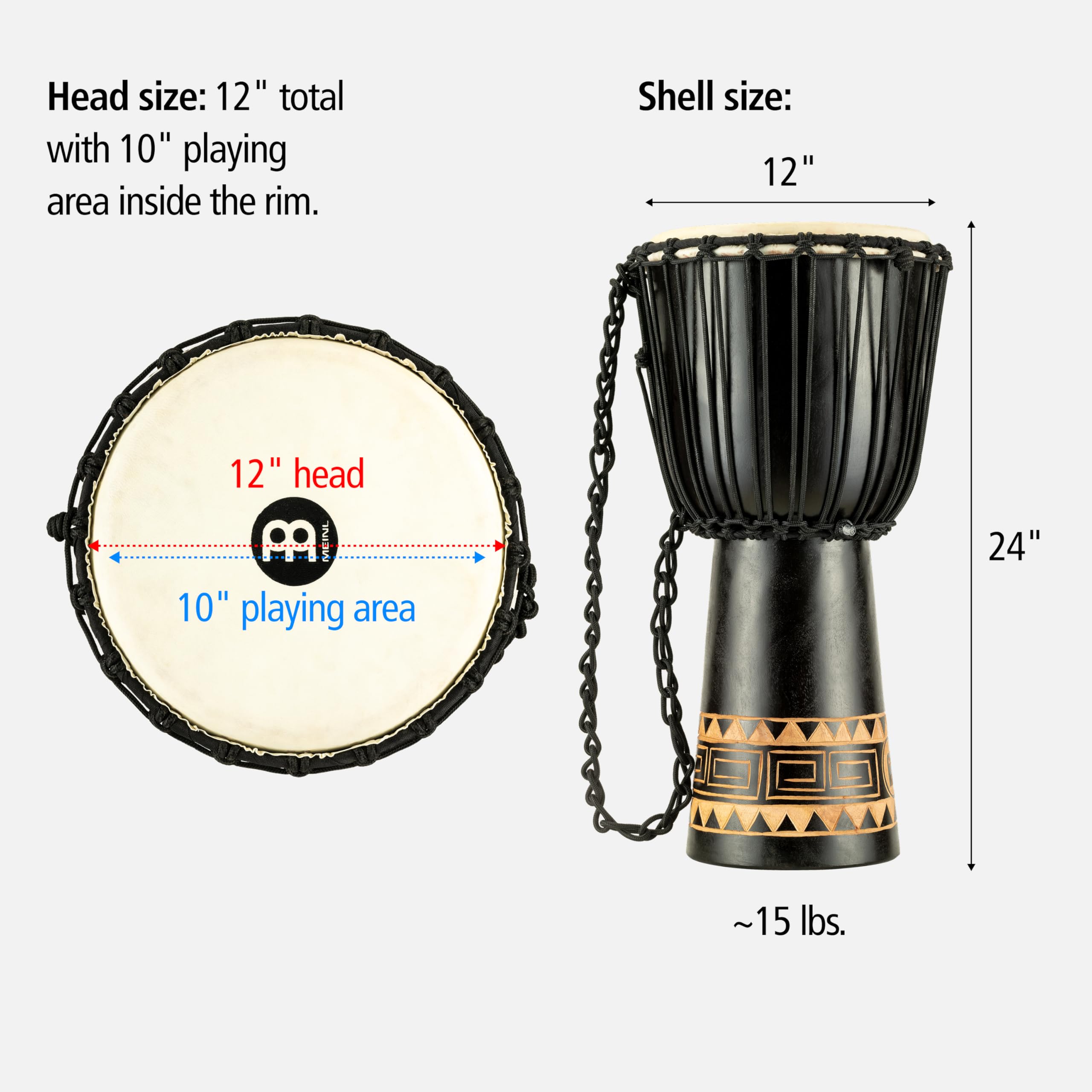 Meinl Congo HDJ1-L Djembe 12 Zoll Mahagoni Dunkelbraun