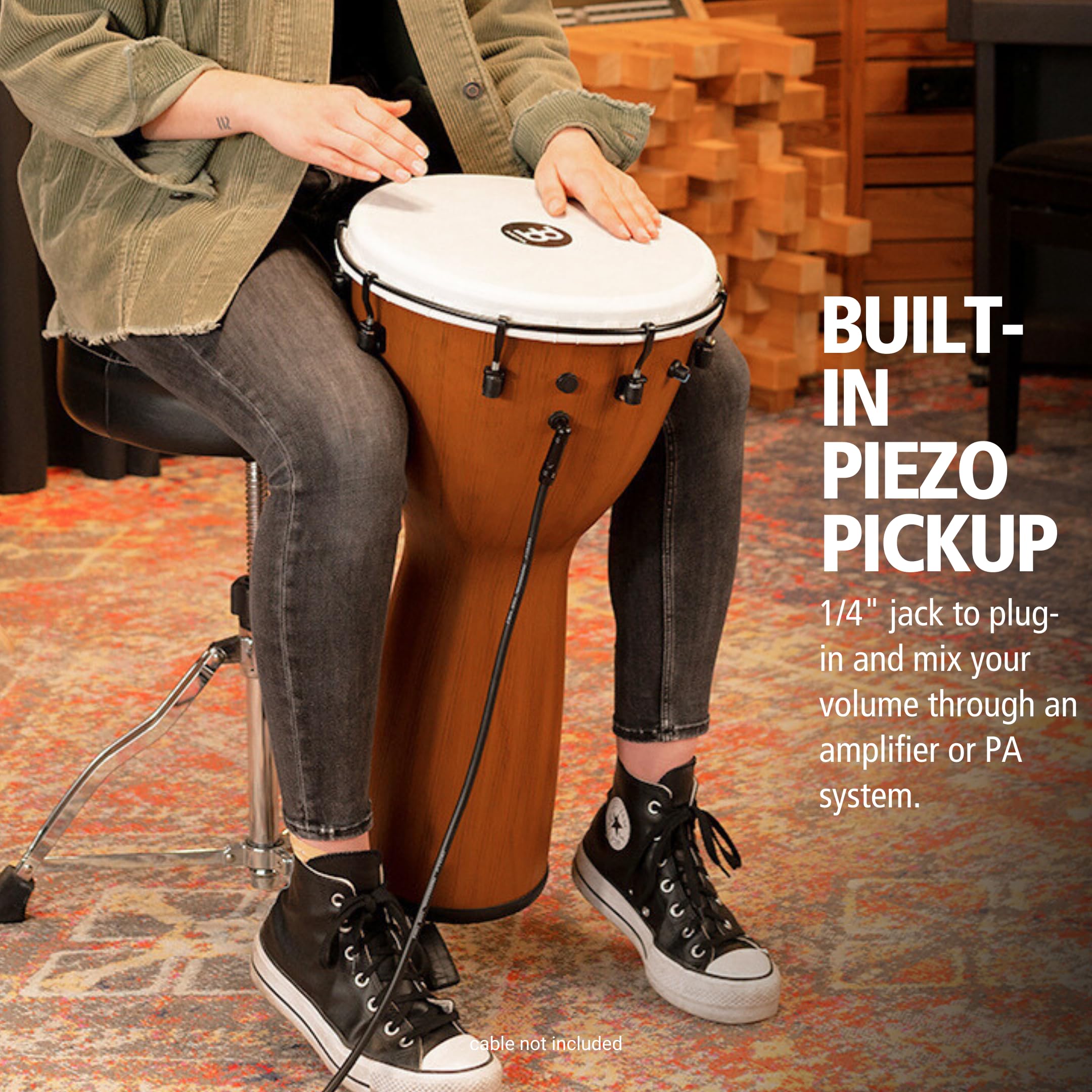 MEINL Pickup Alpine PADJ12-BW Djembe Braun mit Tonabnehmer