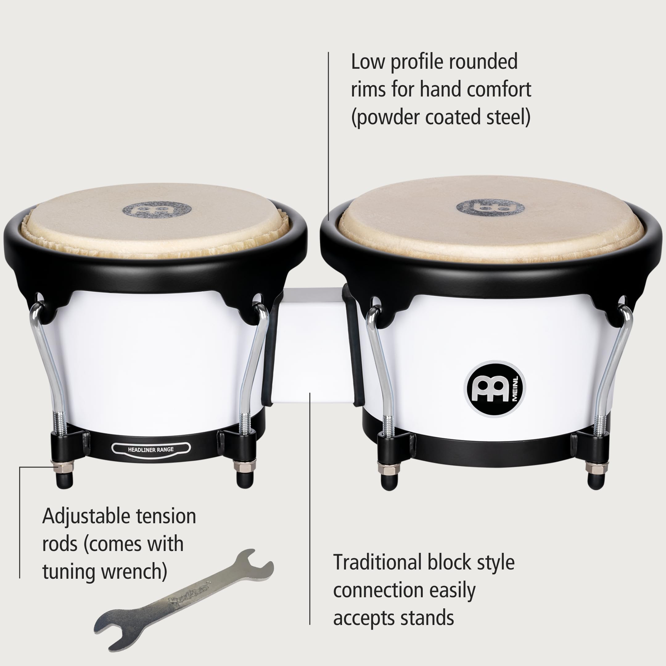 Meinl Journey HB50WH Bongos Weiß 6,5+7,5 Zoll