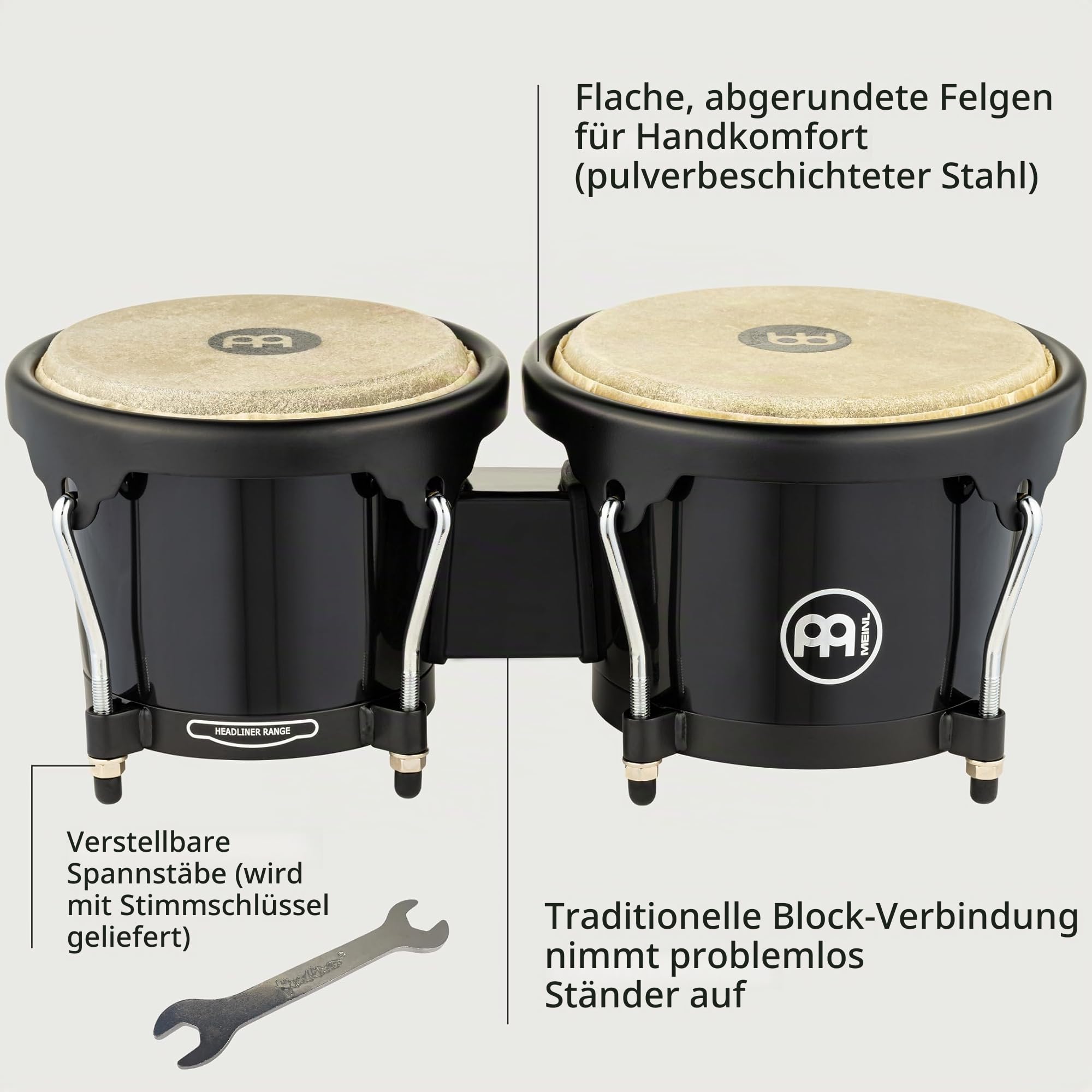 Meinl Bongos HB50BK Headliner Bongos Schwarz ABS