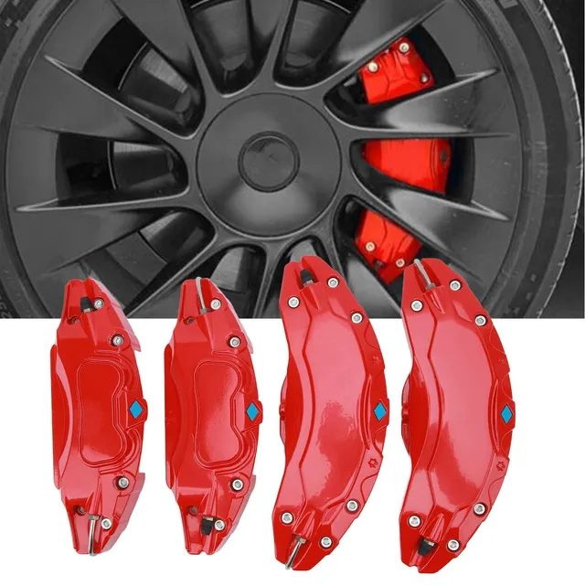 aklosipy Bremssattelabdeckungen Alu Rot 4 Stück Model Y