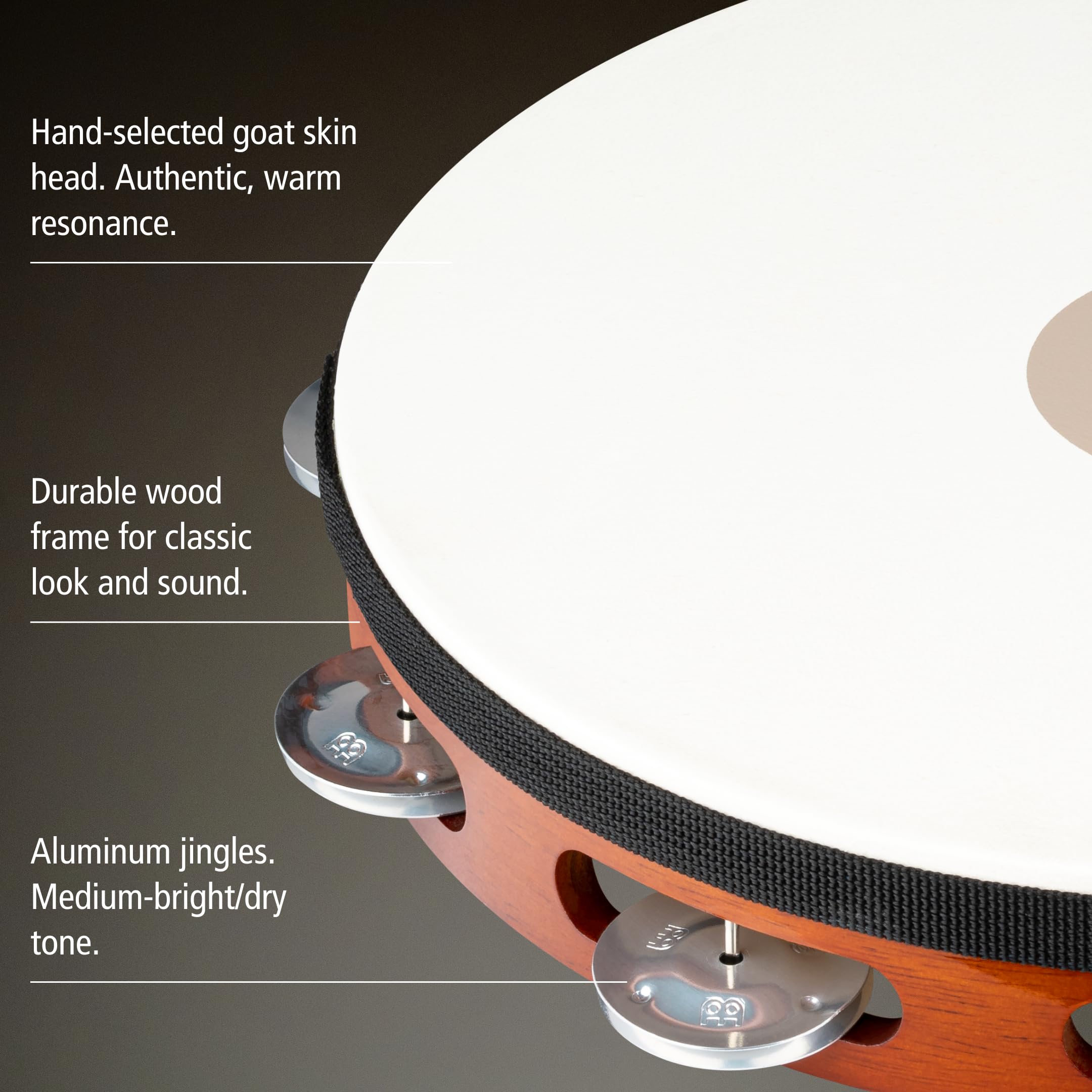 Meinl TAH1A-AB Tamburin Holz Ziegenfell braun 25 cm