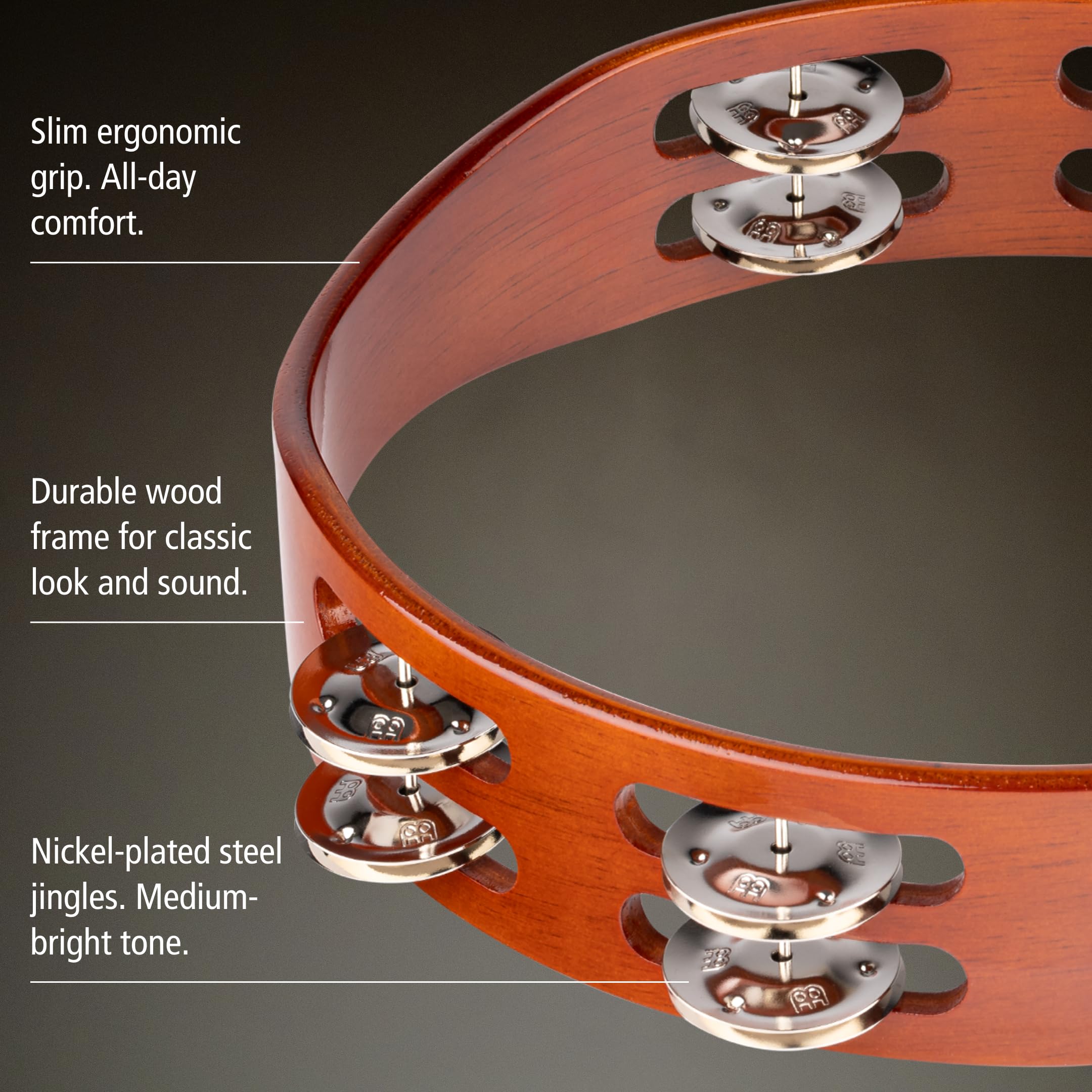 Meinl Tambourines TA2AB Tamburin 10 Zoll Braun 2-reihig