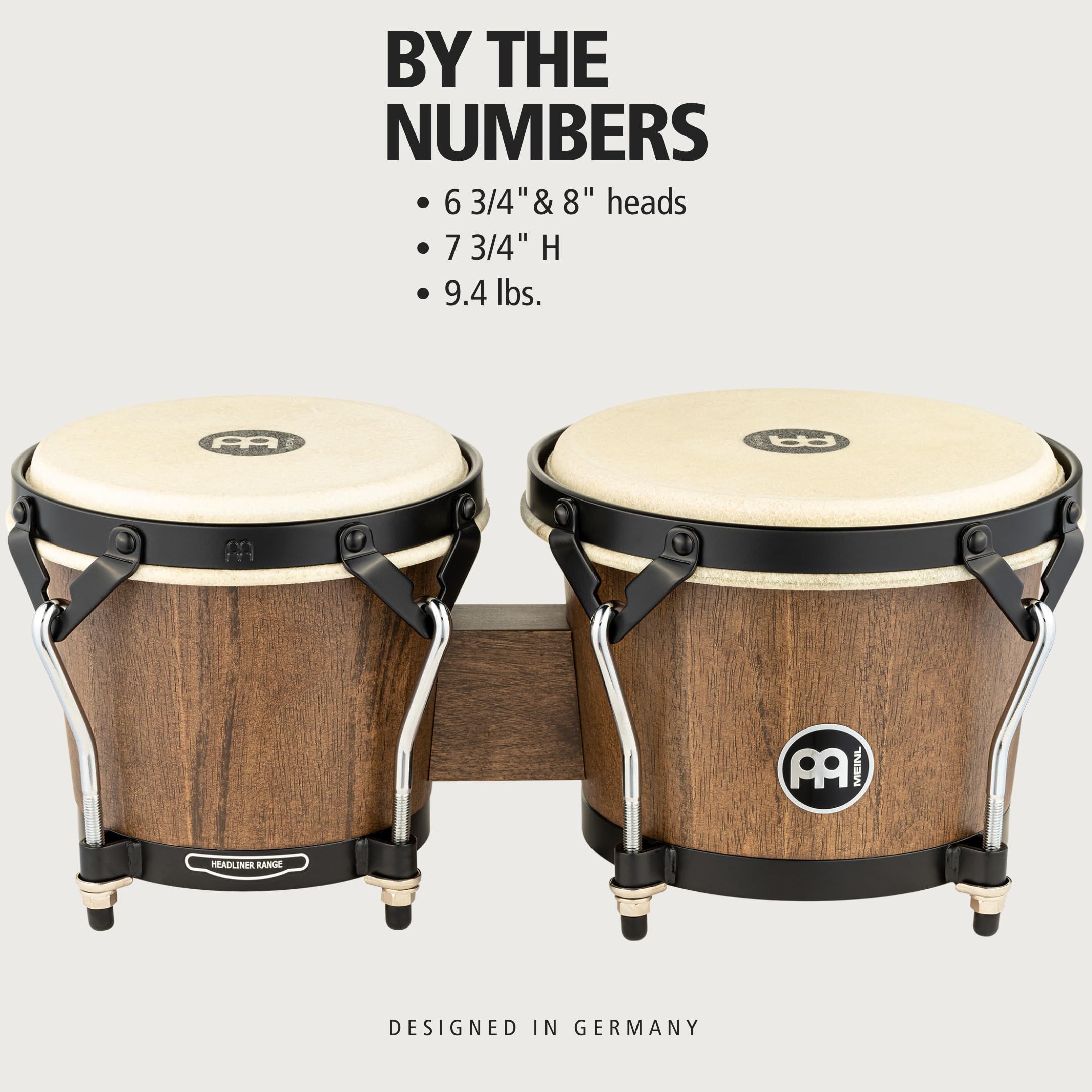 MEINL Bongos Headliner HTB100WB-M Bongos Braun Holz