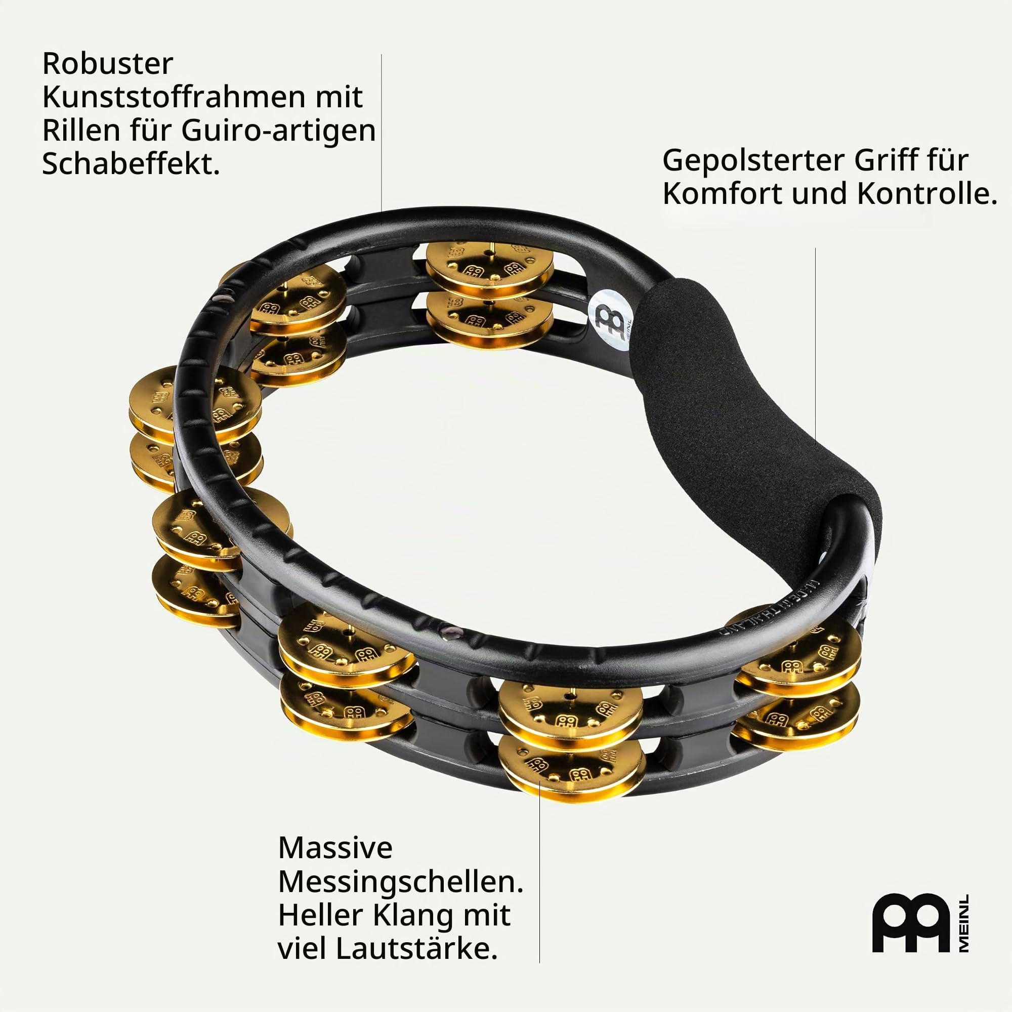 MEINL Tambourines TMT1B-BK Schellenring Schwarz Messing