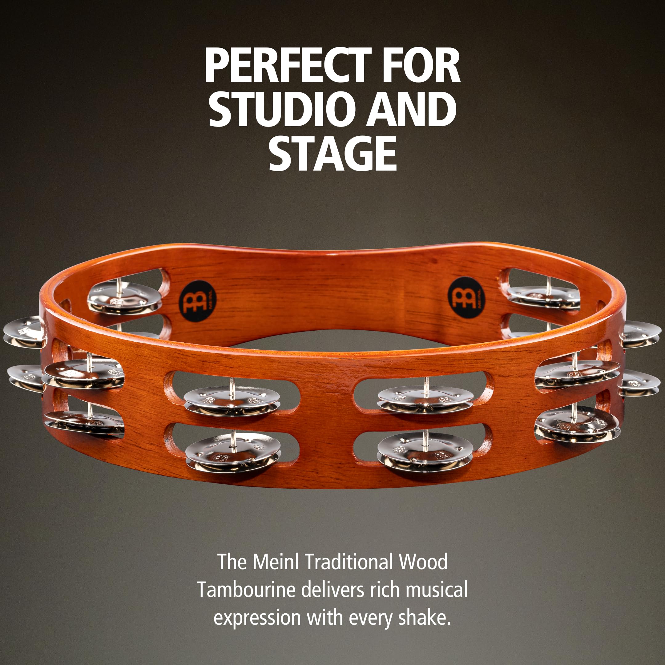 Meinl Tambourines TA2AB Tamburin 10 Zoll Braun 2-reihig