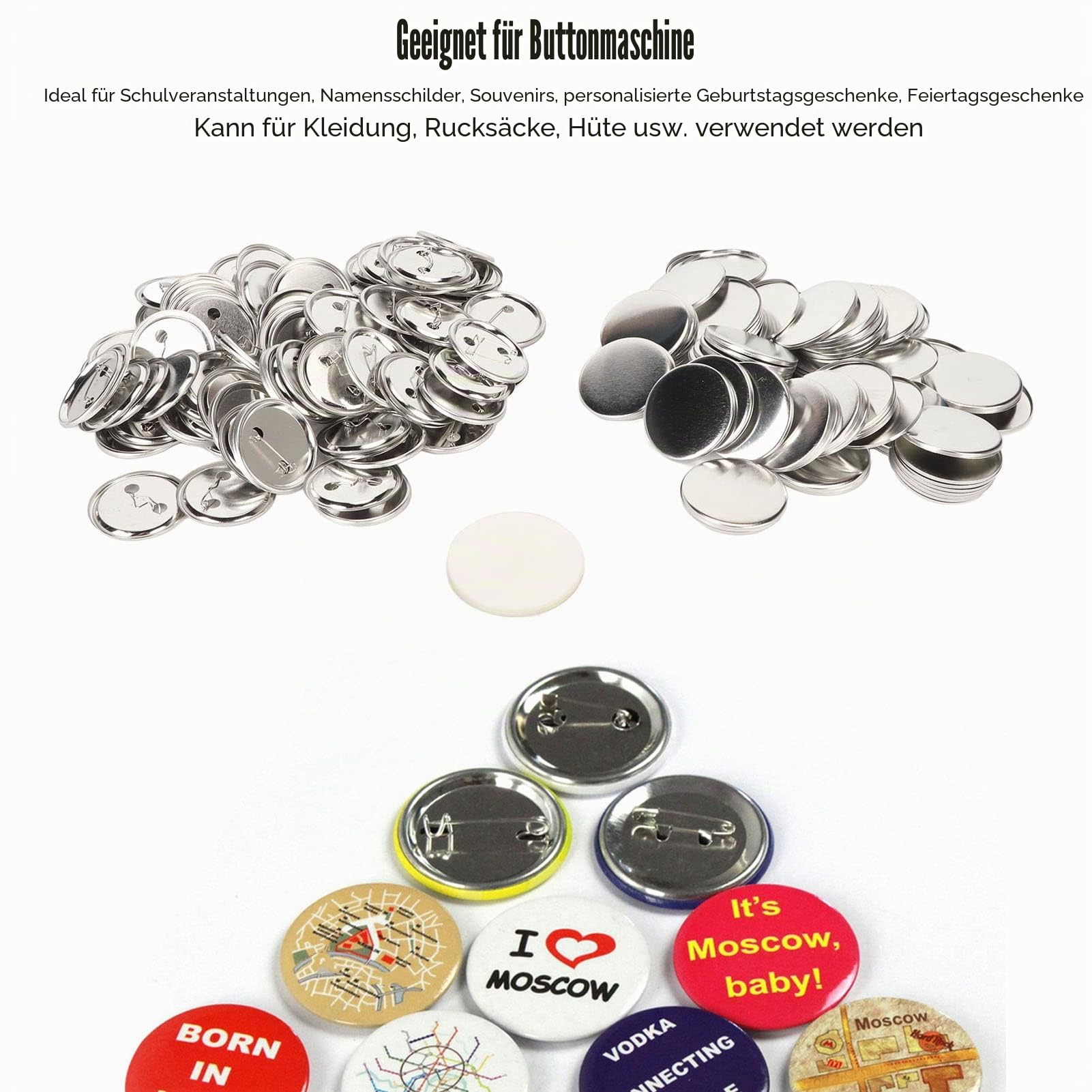 aklosipy Craft Supplies Button-Rohlinge 50 mm 100 Stück
