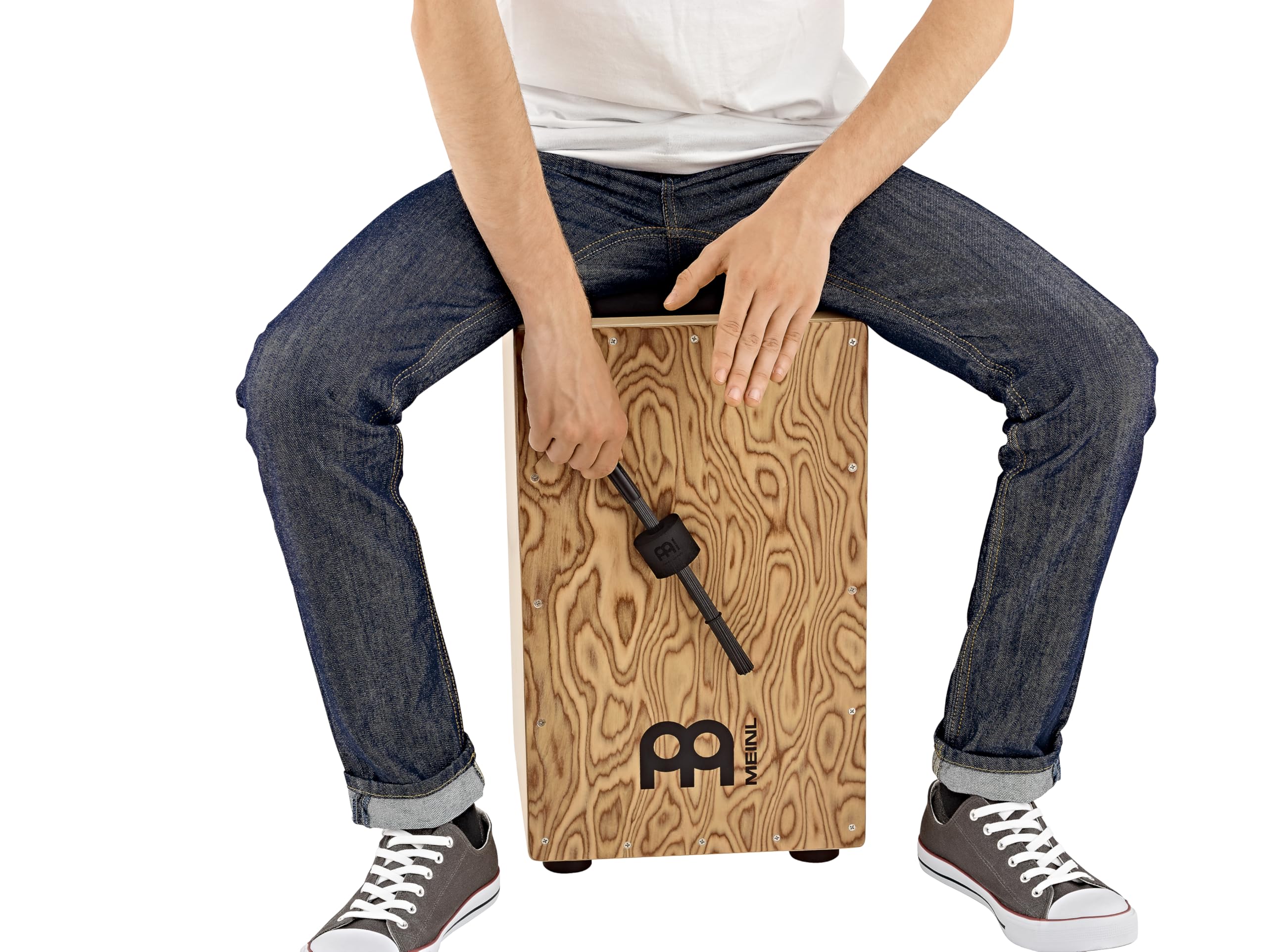 MEINL Cajons CB4 Bass Beat Cajon Brush Besen Schwarz