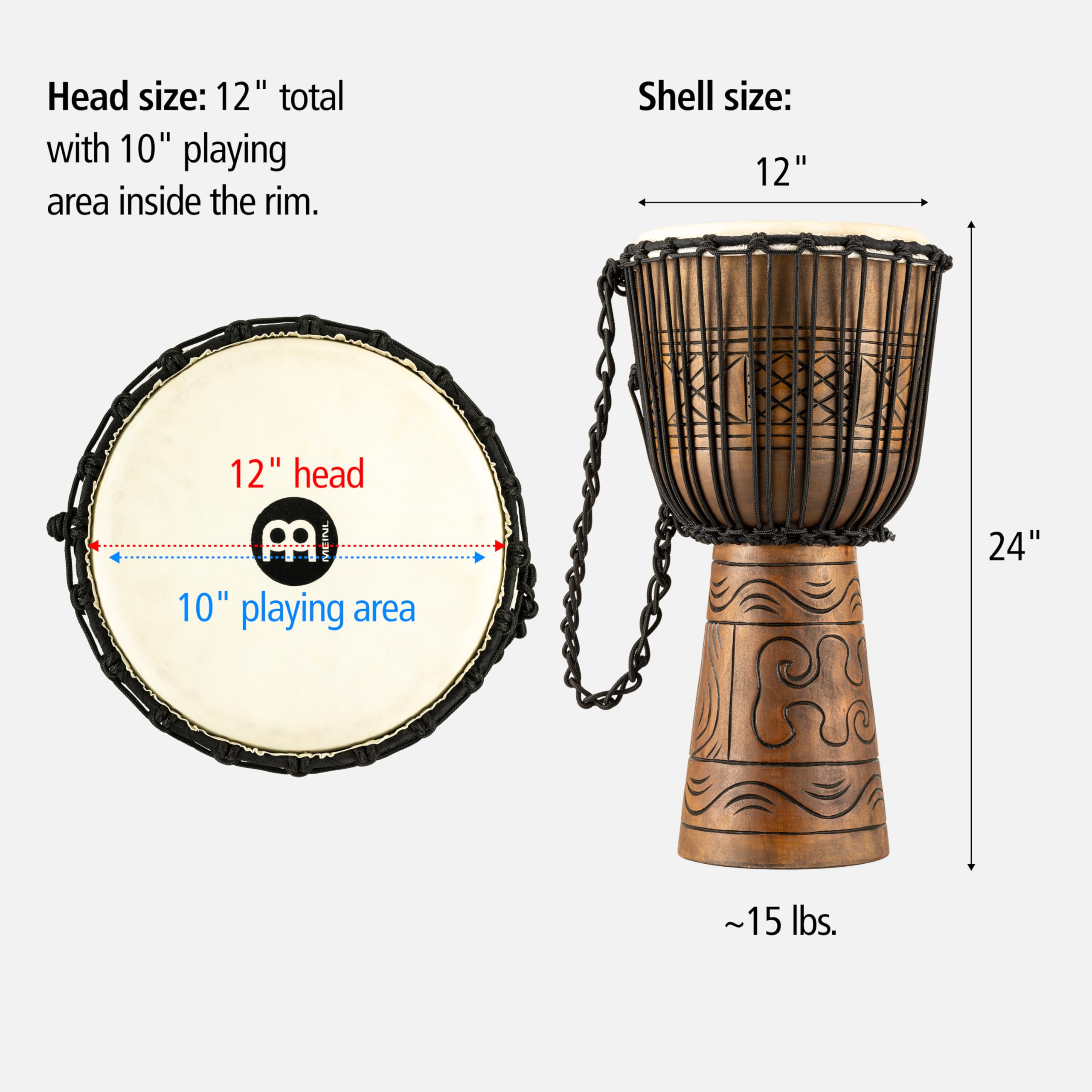 Meinl Headliner HDJ17-L Djembe 12 Zoll Mahagoni Ziegenfell