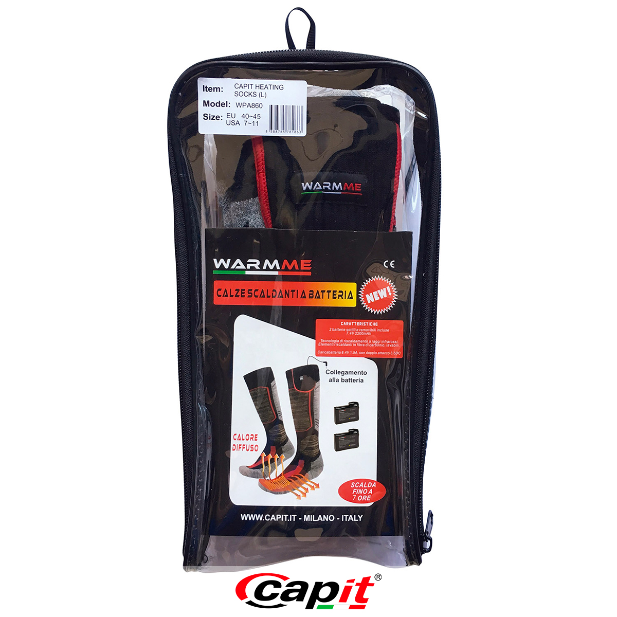 Capit Warmme beheizbare Socken Carbon 3 Stufen Akku