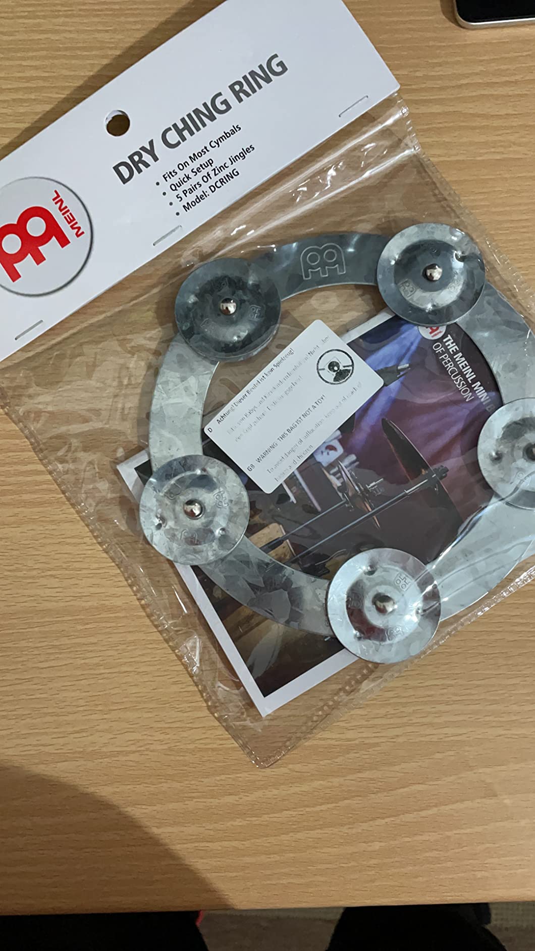 Meinl Tambourines DCRING Dry Ching Ring Zink für Becken
