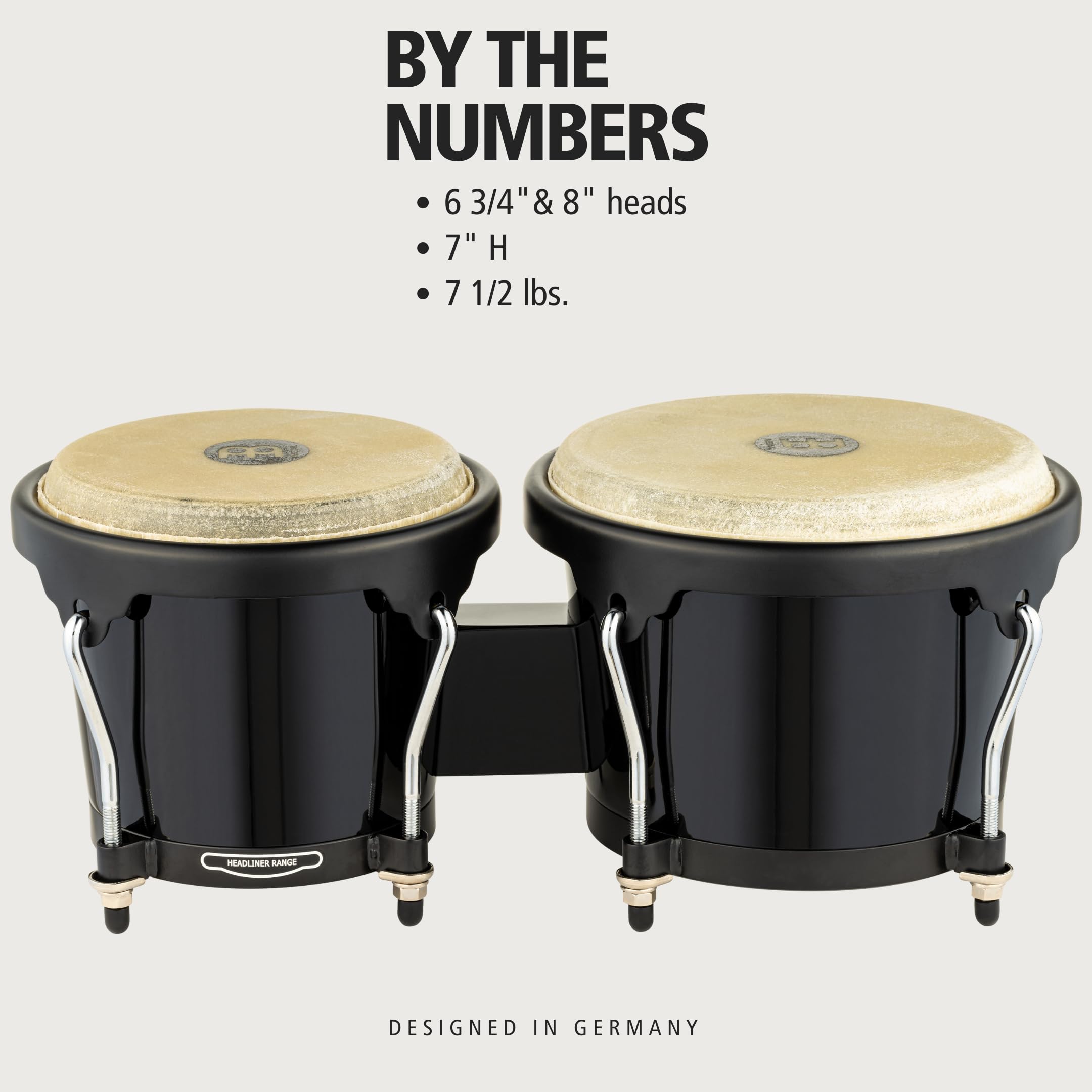 MEINL Percussion Bongos HFB100BK Headliner Fiberglass Schwarz