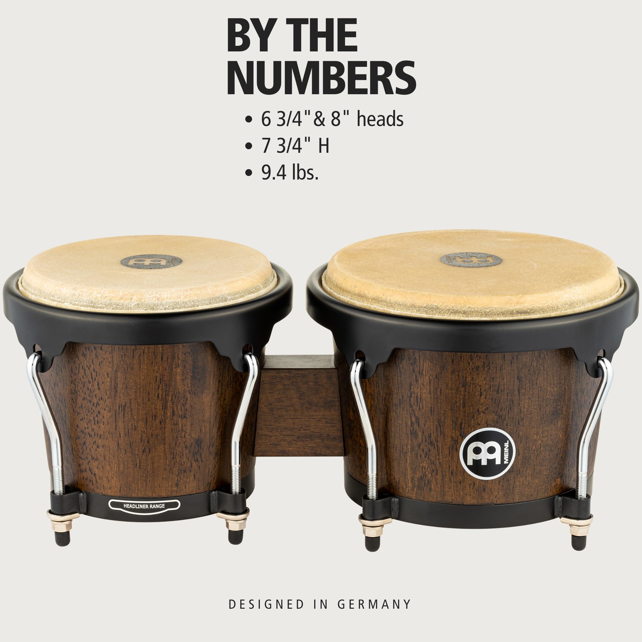MEINL Bongos HB100VWB-M Headliner Holz Schwarz Büffelfell