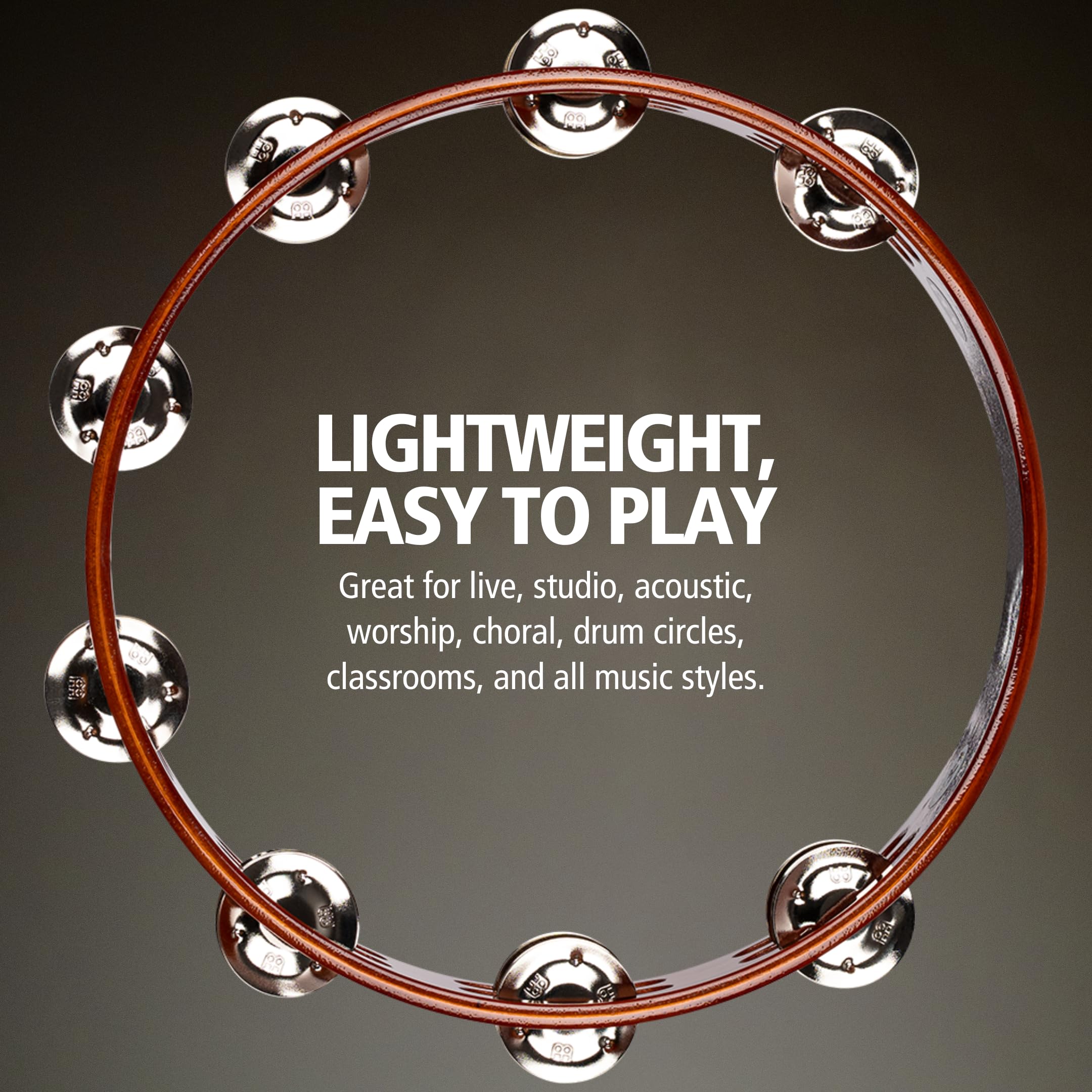 Meinl Tambourines TA2AB Tamburin 10 Zoll Braun 2-reihig