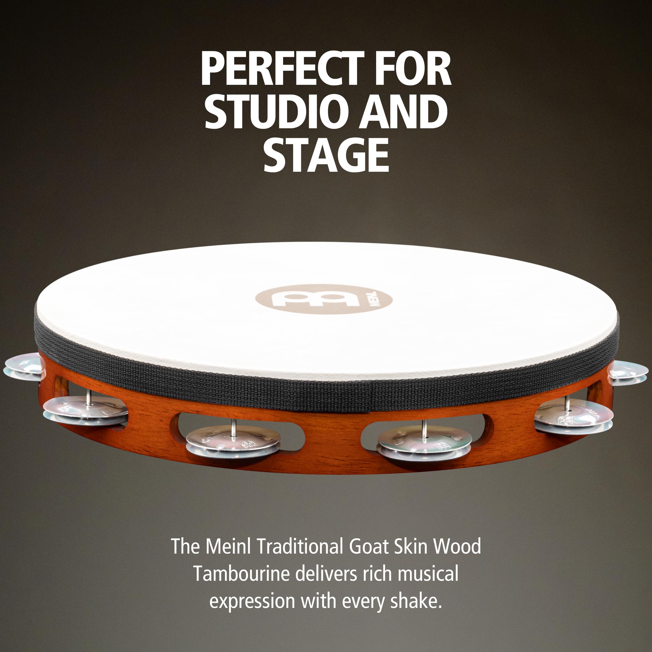 Meinl TAH1A-AB Tamburin Holz Ziegenfell braun 25 cm
