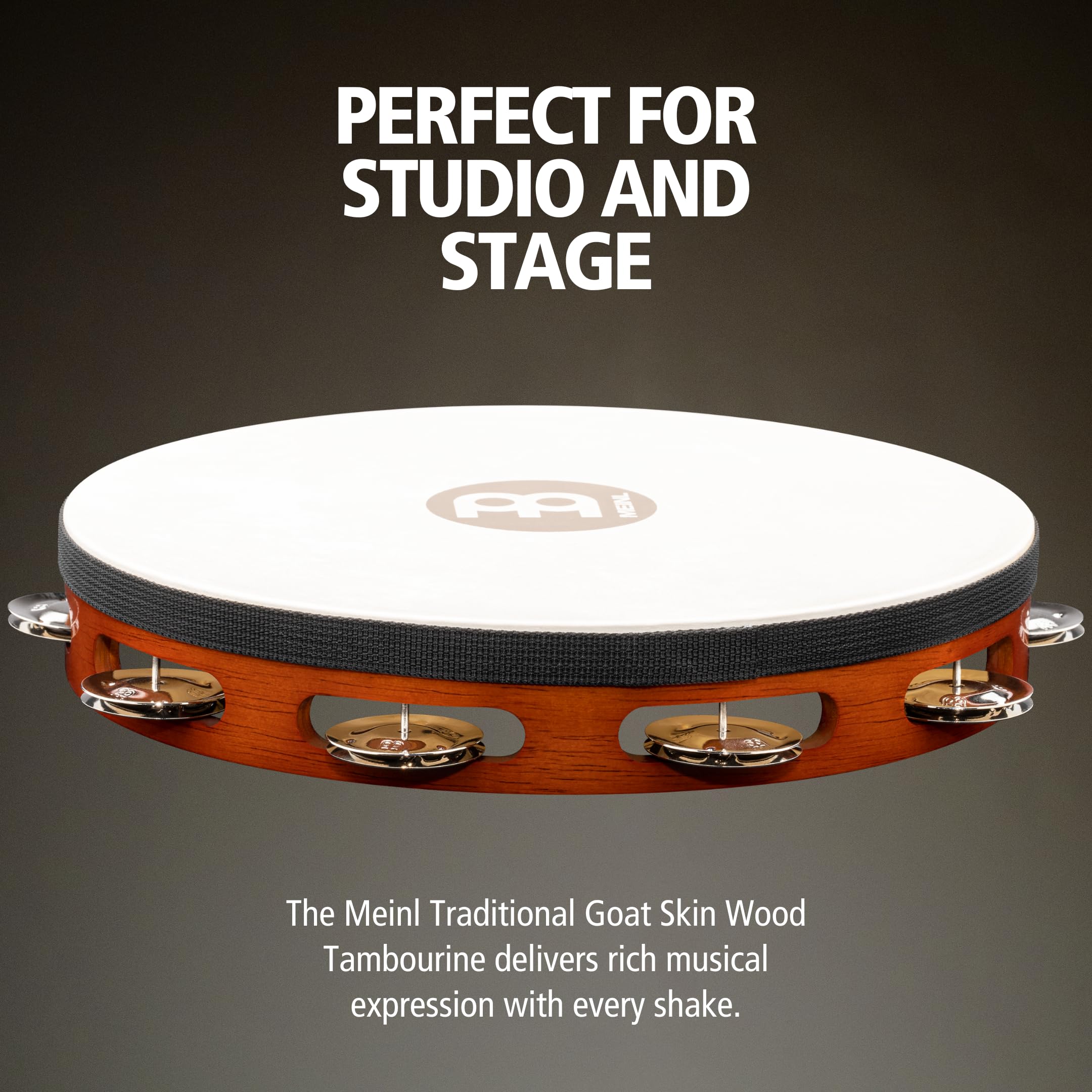 MEINL TAH1AB Felltamburin Stahl-Schellen 25 cm