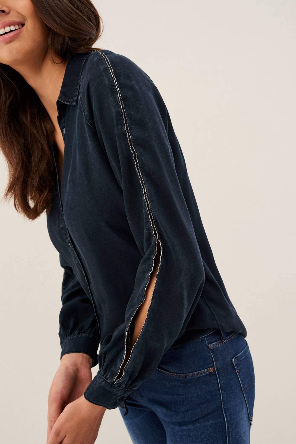 Salsa Hemden Blusen Damen Shirt Glitzer-Detail schwarz
