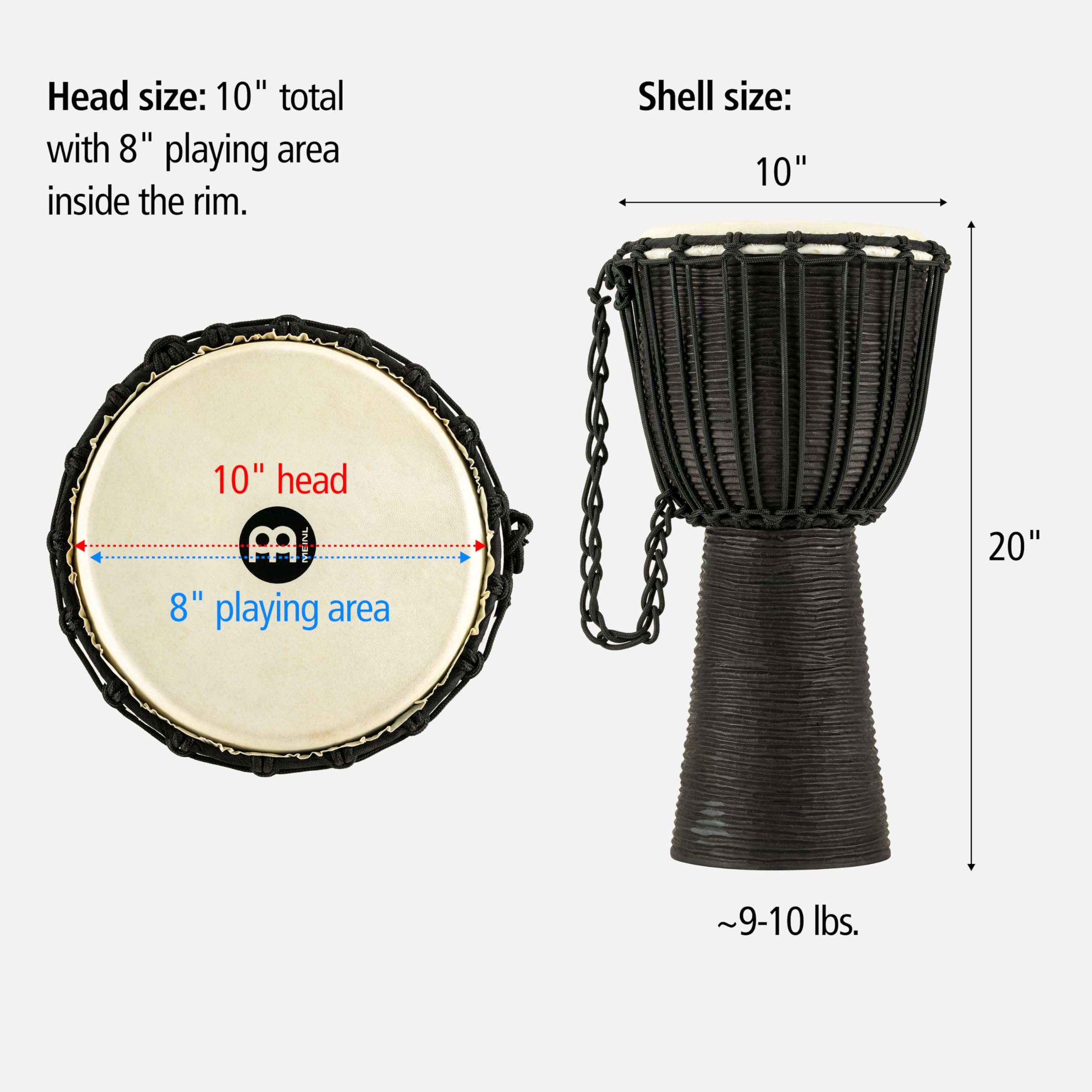 Meinl Black River HDJ3-M Djembe 10 Zoll schwarz Mahagoni