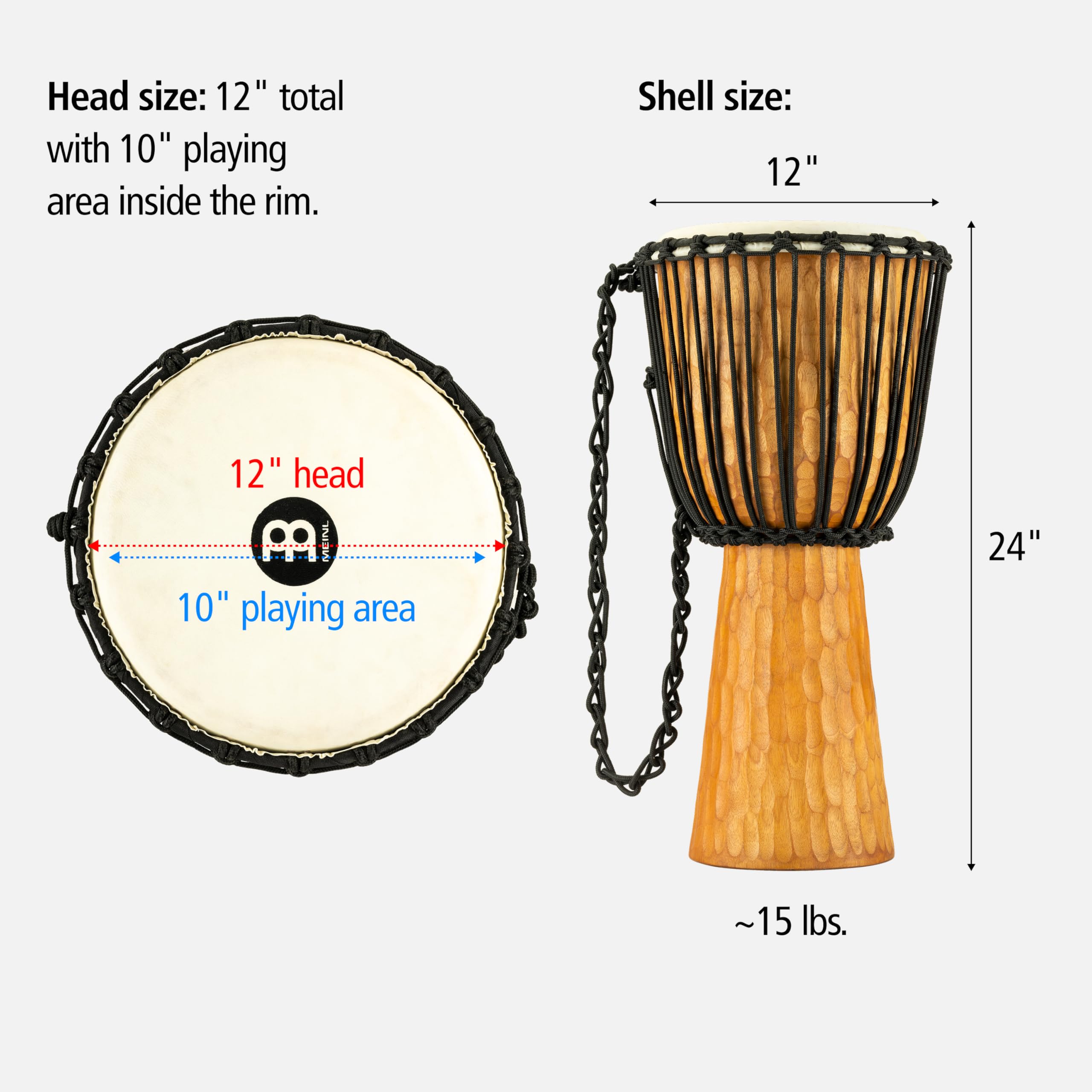Meinl Djembes HDJ4-L Nile Djembe Braun Mahagoni 12 Zoll