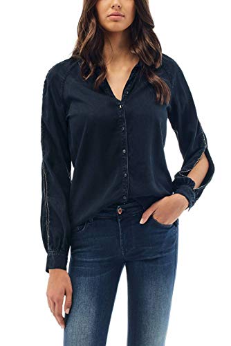Salsa Hemden Blusen Damen Shirt Glitzer-Detail schwarz