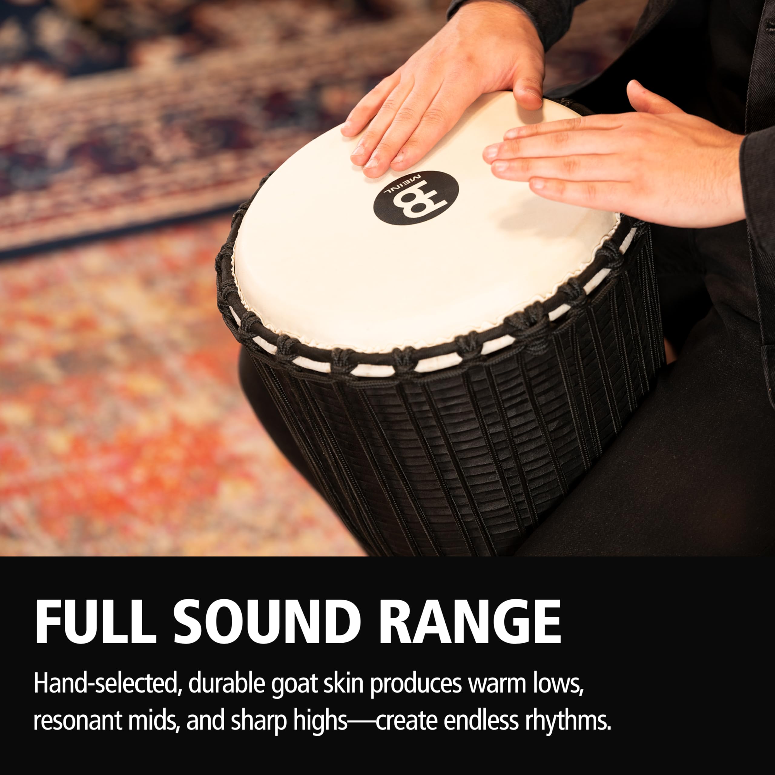 Meinl Black River HDJ3-L Djembe 12 Zoll Schwarz Mahagoni