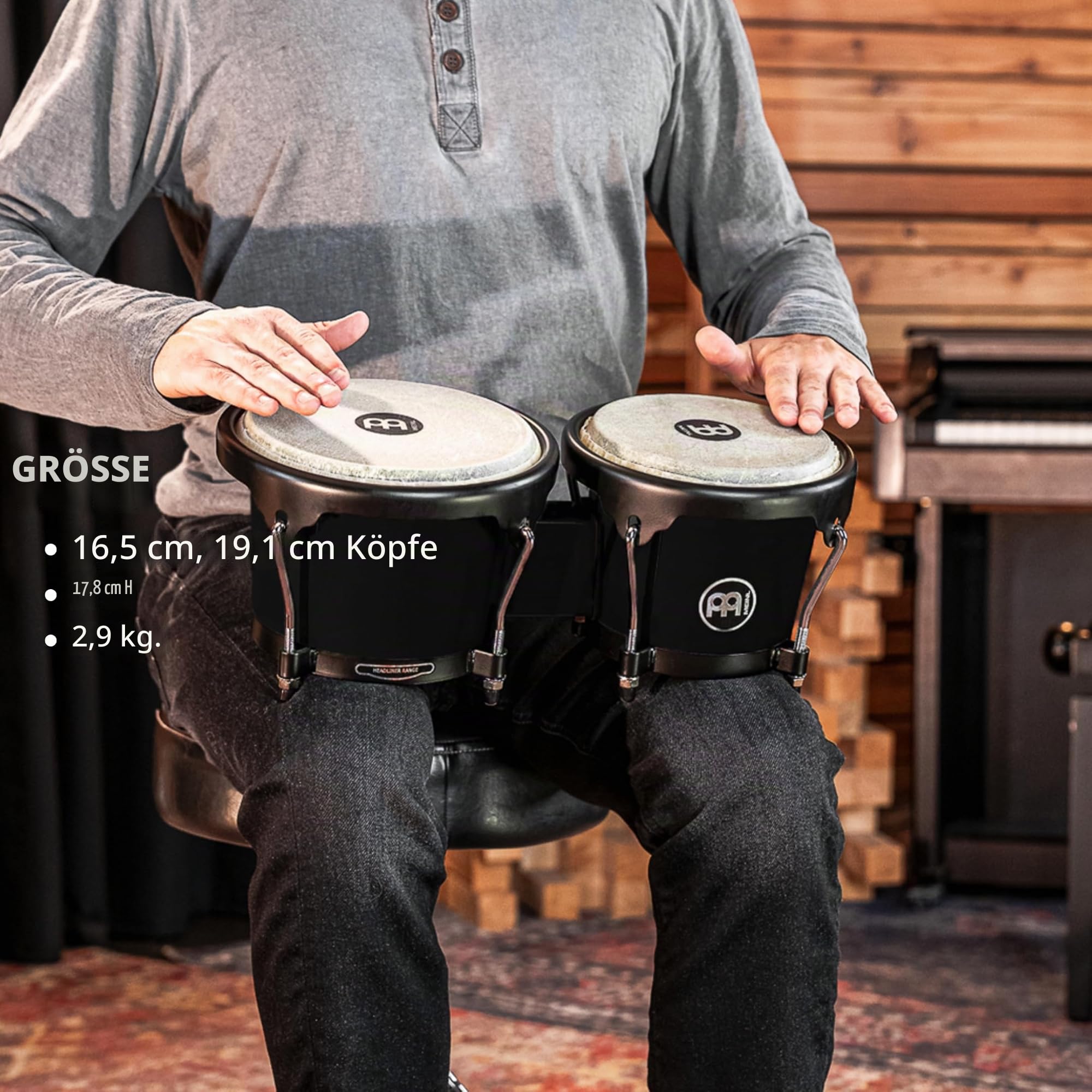 Meinl Bongos HB50BK Headliner Bongos Schwarz ABS