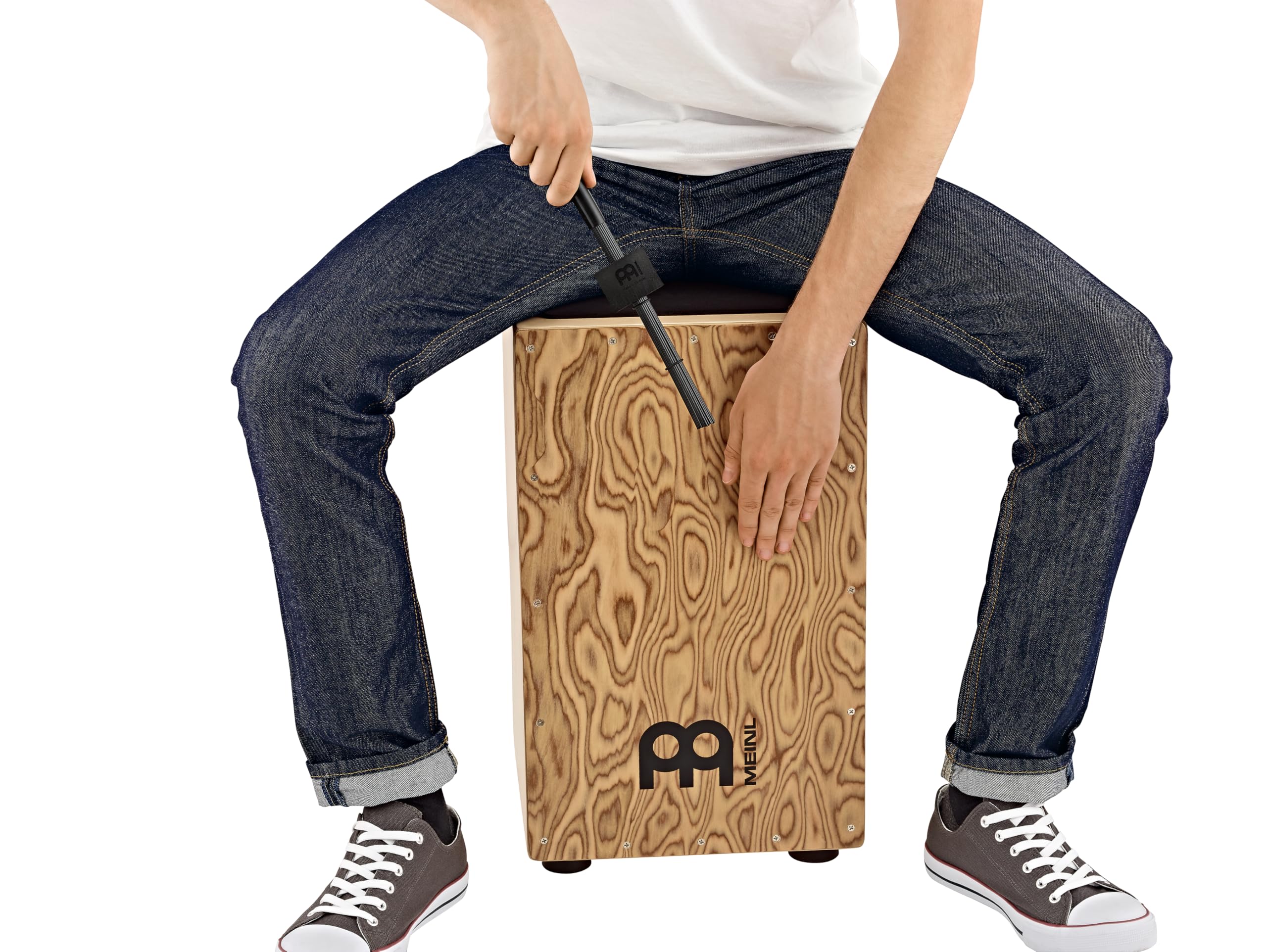 MEINL Cajons CB4 Bass Beat Cajon Brush Besen Schwarz